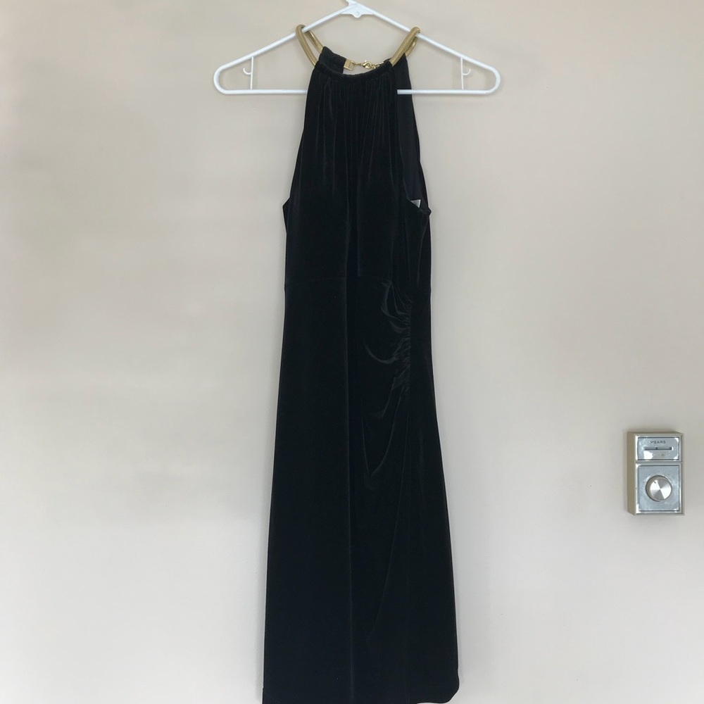 NWT Black velvet sleeveless dress high neck